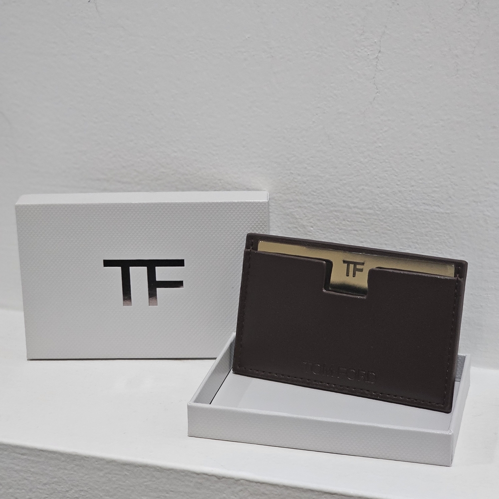 TOM FORD BROWN LEATHER CARD HOLDER AND MIRROR - Picture 2 of 7
